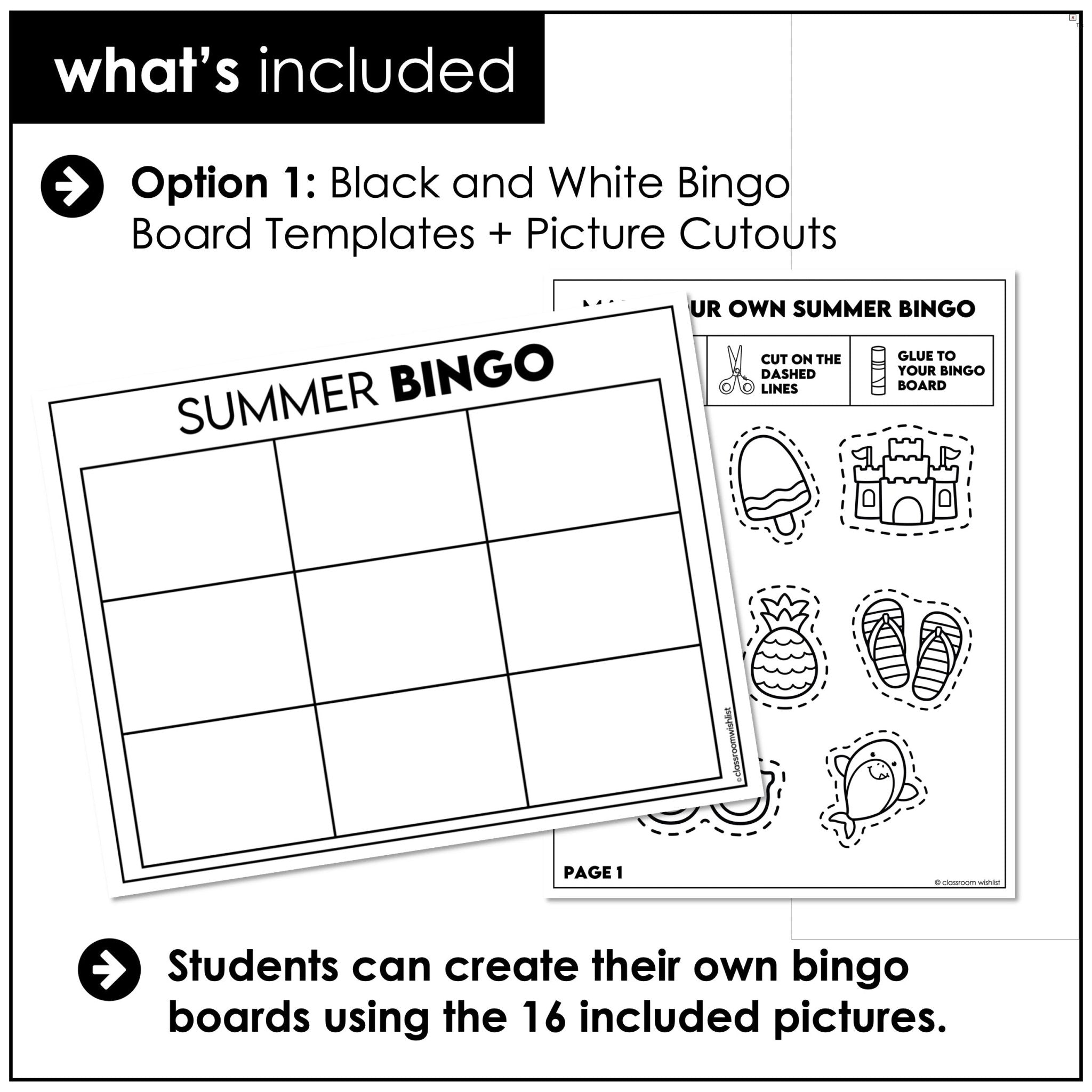 Summer Bingo Game – Cut & Paste Preschool Kindergarten Fine Motor Activity - Hot Chocolate Teachables