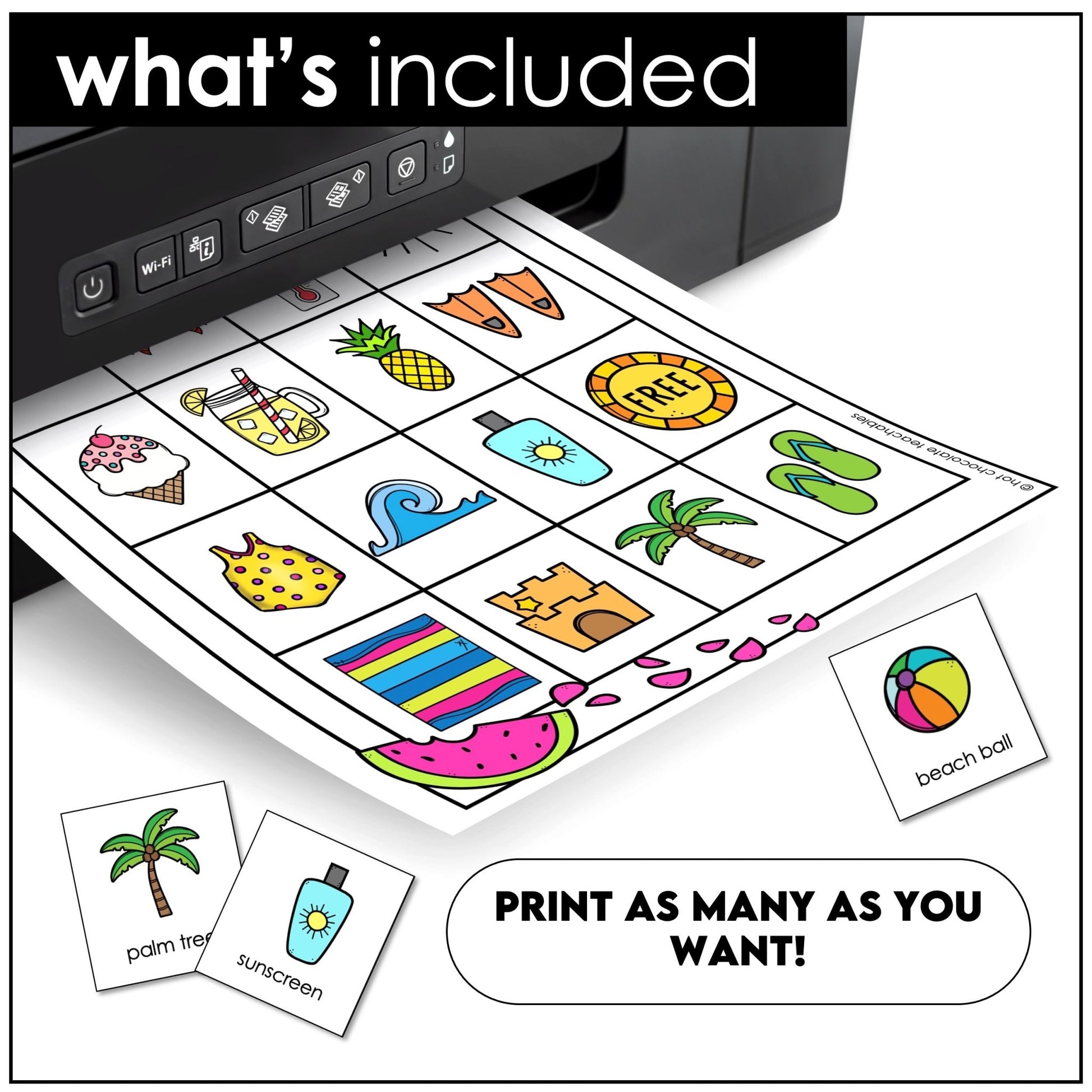 Summer Vacation Bingo Game | ESL Vocabulary Based Activity - Hot Chocolate Teachables