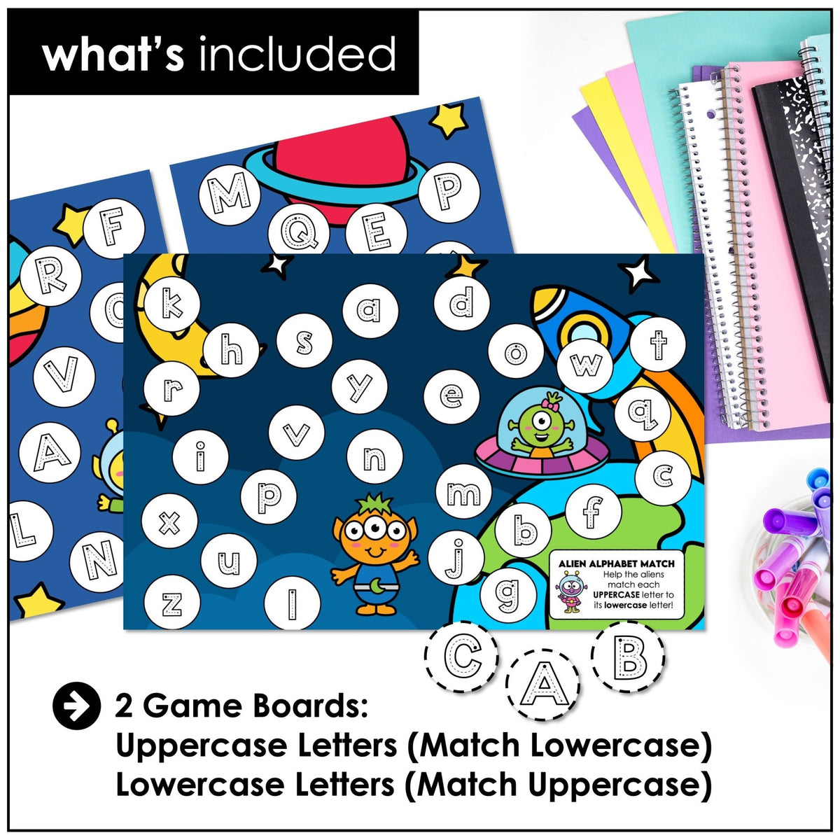 Uppercase & Lowercase Letter Matching Game – Alphabet Recognition for Kindergarten - Hot Chocolate Teachables