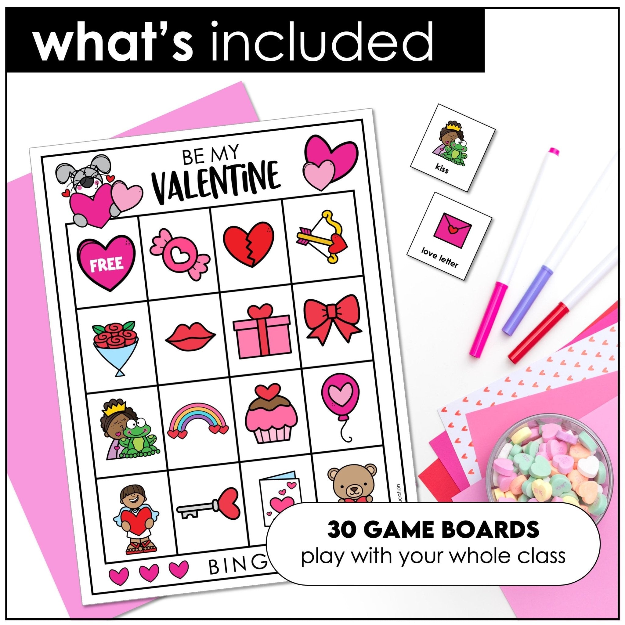Valentine's Day Vocabulary Bingo ESL / EFL / ELL - Hot Chocolate Teachables