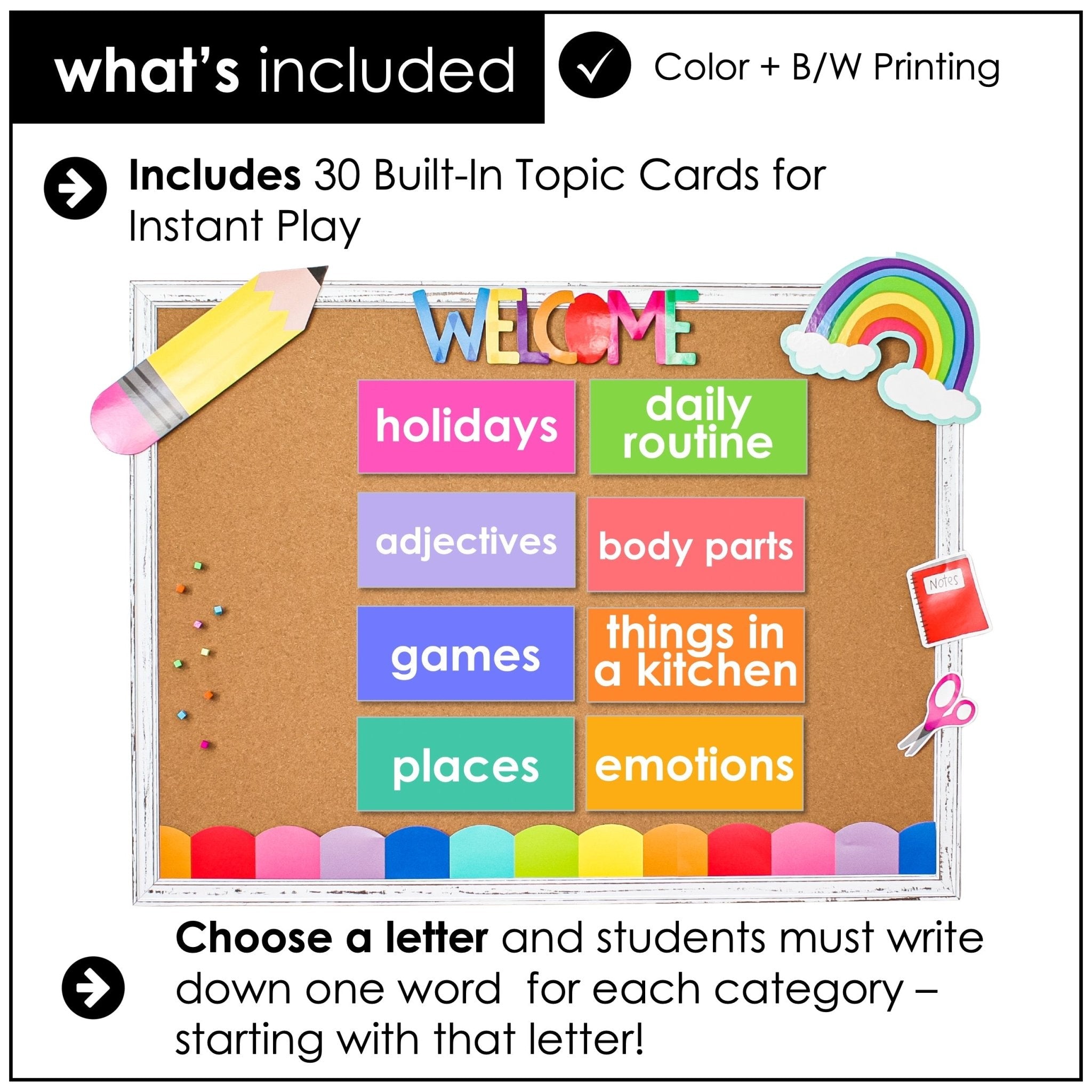 Whiteboard Scattergories | Vocabulary Building Whole Class Activity - Hot Chocolate Teachables