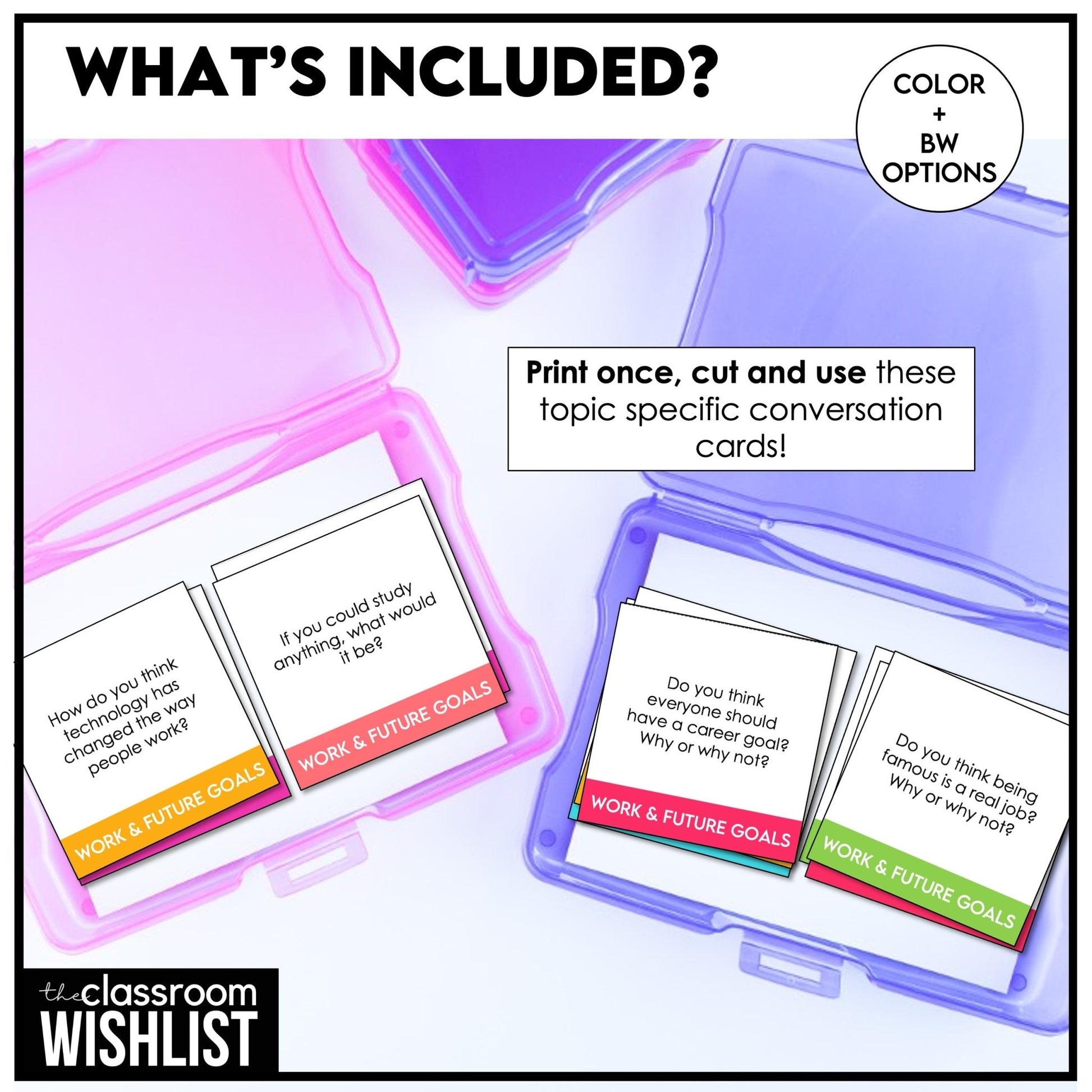 Work, Jobs & Future Goals Conversation Starters | 60 Discussion Question Prompts - Hot Chocolate Teachables
