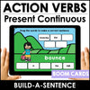 Action Verb BOOM CARDS™ | Present Continuous Sentence Building Activity - Hot Chocolate Teachables