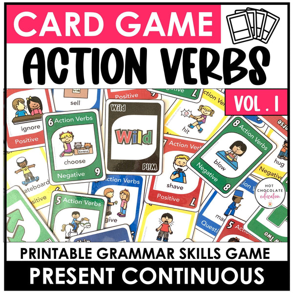 Action Verb Card Game : Present Continuous Tense - Volume 1 - Hot Chocolate Teachables