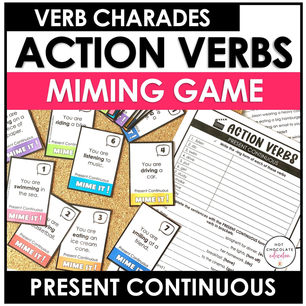 Action Verbs | Present Continuous Games | Activities | Worksheets | Lessons - Hot Chocolate Teachables