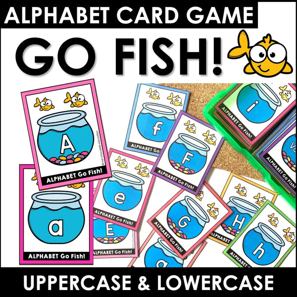 Alphabet Letter Fluency Card Game - Uppercase & Lowercase Letter GO FISH - Hot Chocolate Teachables