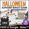 Alphabet Letters Bingo Bundle : Digital & Print - Halloween Theme Game Boards - Hot Chocolate Teachables