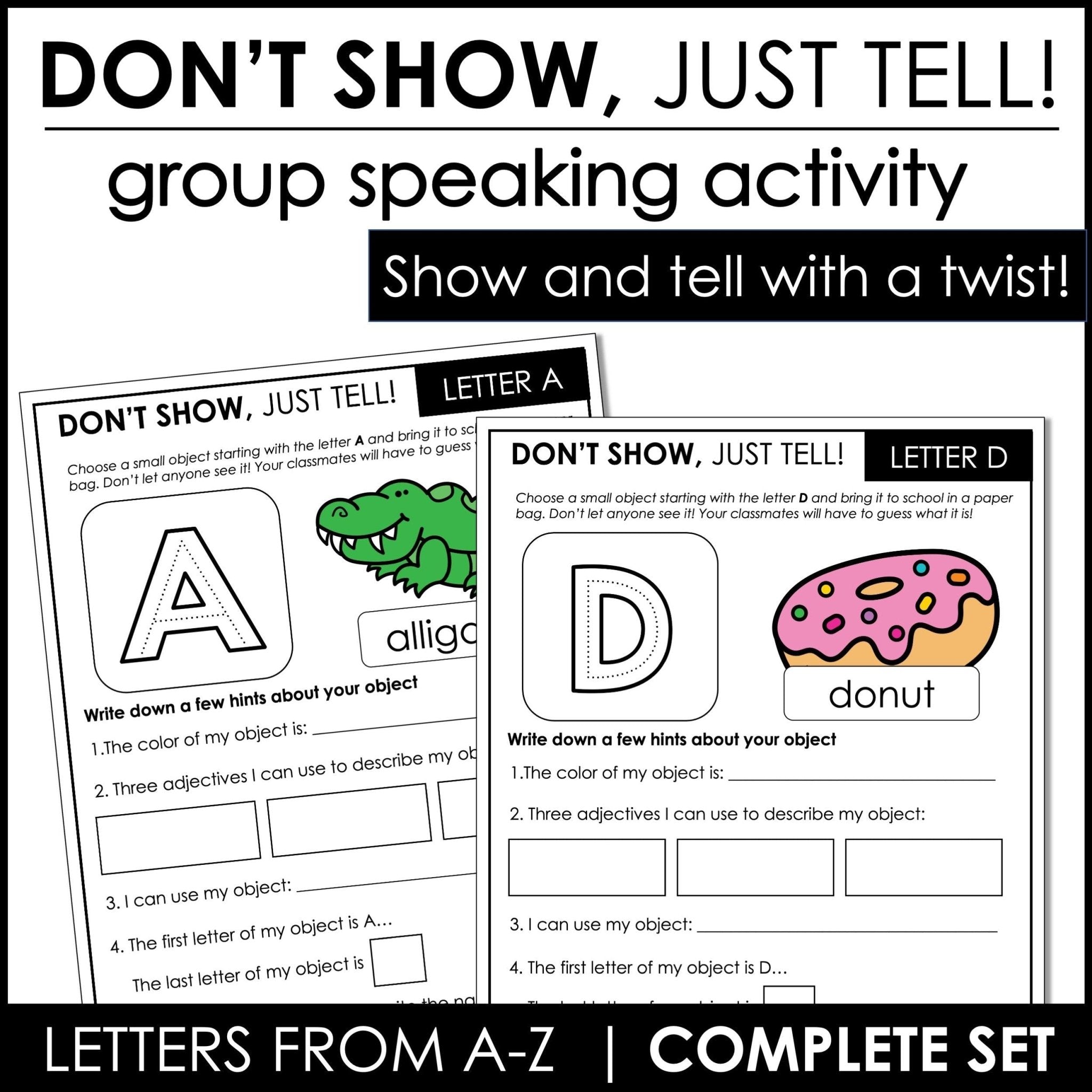 Alphabet Show and Tell | Mystery Object Speaking & Listening Activity - Hot Chocolate Teachables