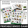 Animal Vocabulary Bingo Game with Flashcards - Hot Chocolate Teachables