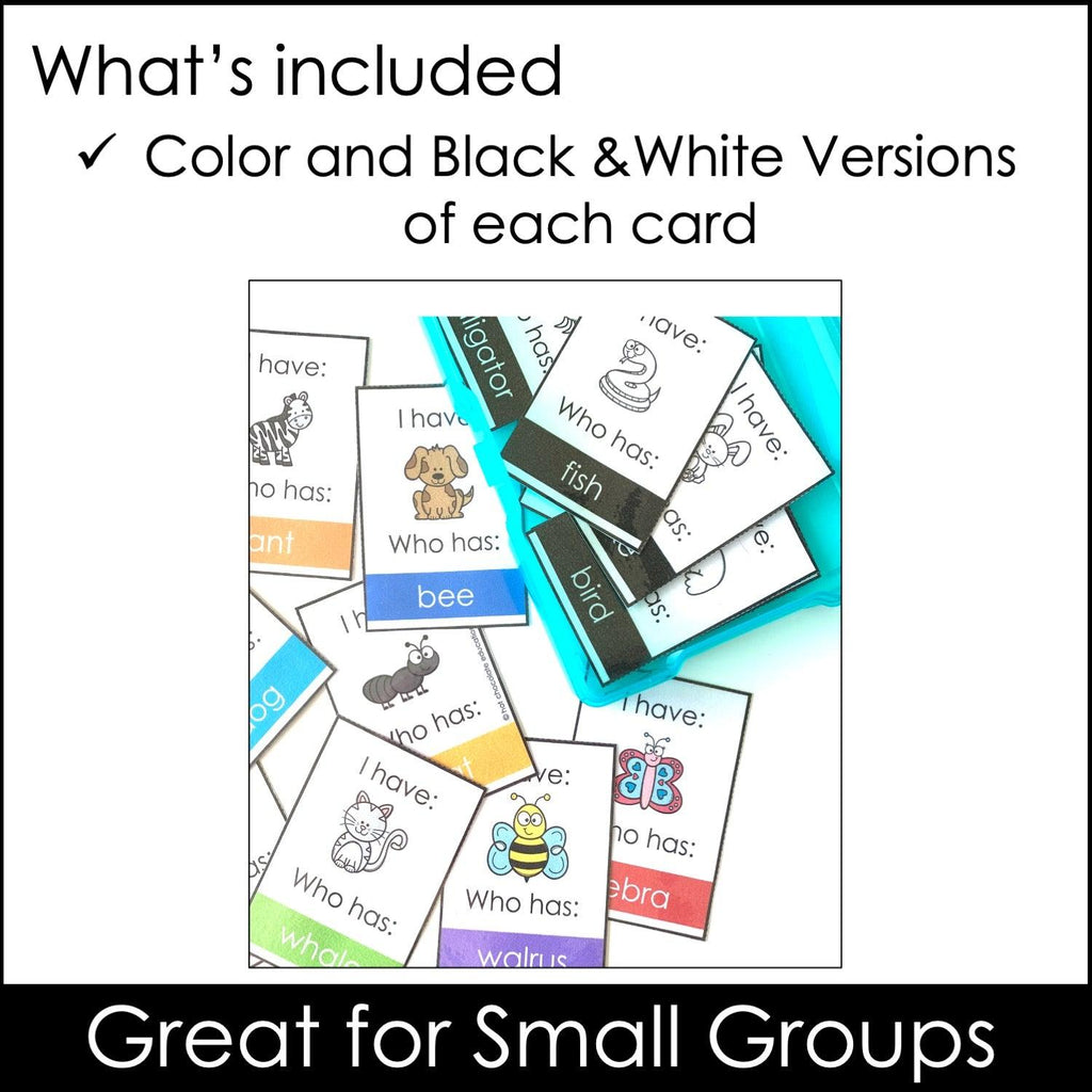 Animal Vocabulary Card Game: I have/Who has? - Hot Chocolate Teachables