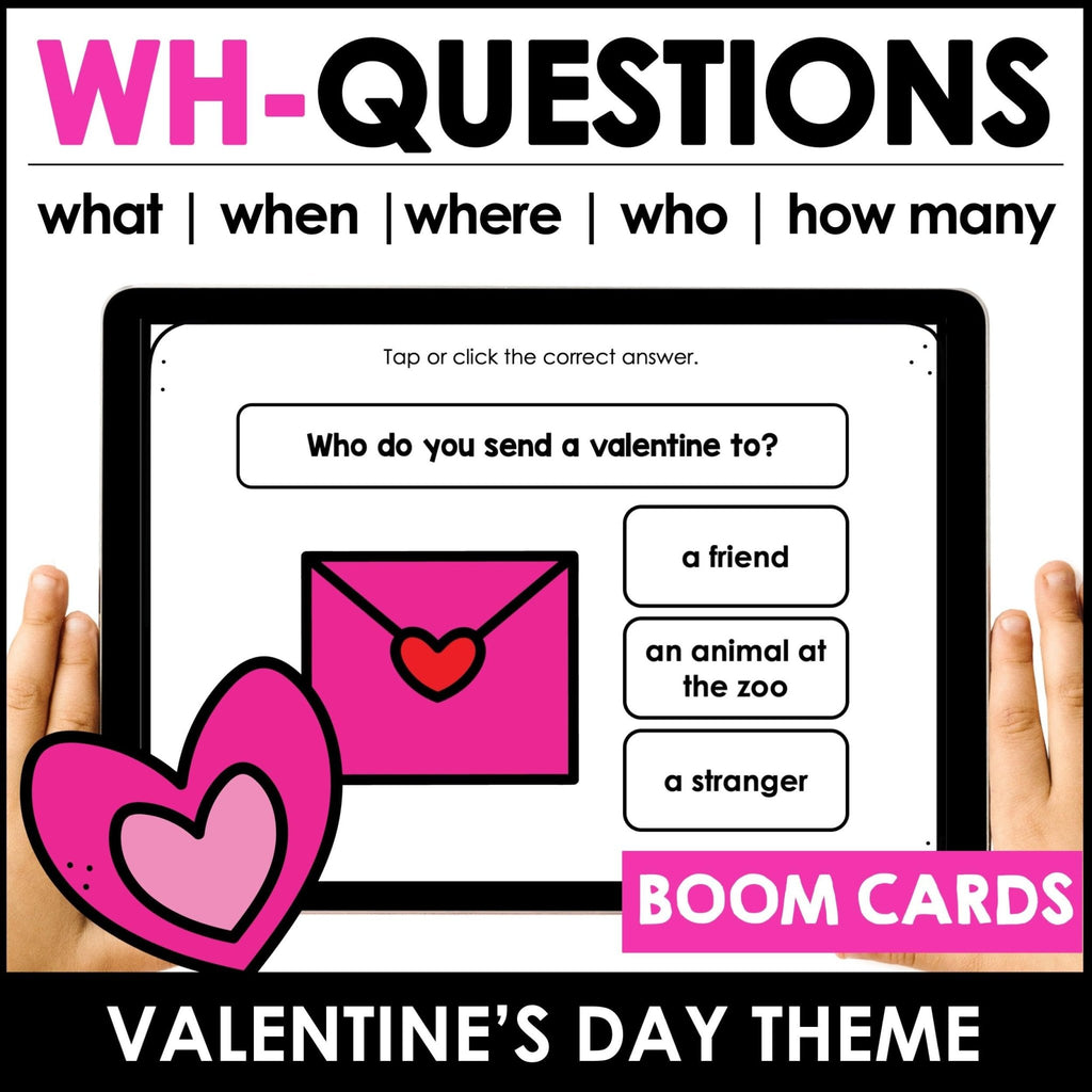 Answering WH Questions Valentine's Day | Digital Task Cards | Boom Cards™ - Hot Chocolate Teachables