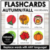 Autumn FALL Flashcards ESL Vocabulary Flash Cards for Kids - Editable Text - Hot Chocolate Teachables