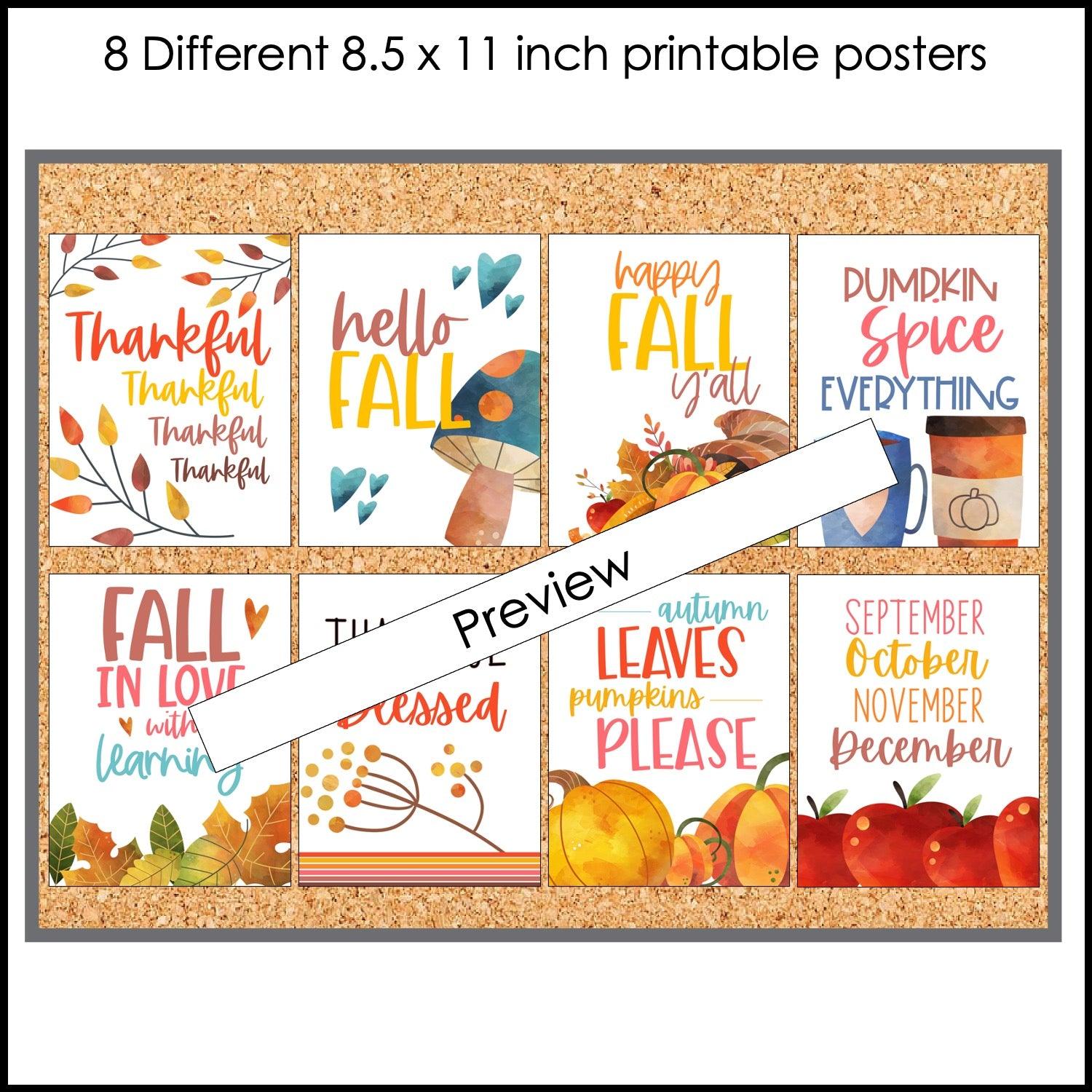 Autumn Posters | Fall Classroom Decor - Printable Quote Posters - Watercolor - Hot Chocolate Teachables