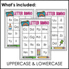 Back To School - Alphabet Letter Bingo Game for Uppercase & Lowercase Practice - Hot Chocolate Teachables