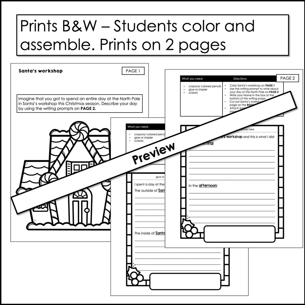 Christmas Descriptive Writing | Santa's Workshop Writing + Craft Templates ESL - Hot Chocolate Teachables