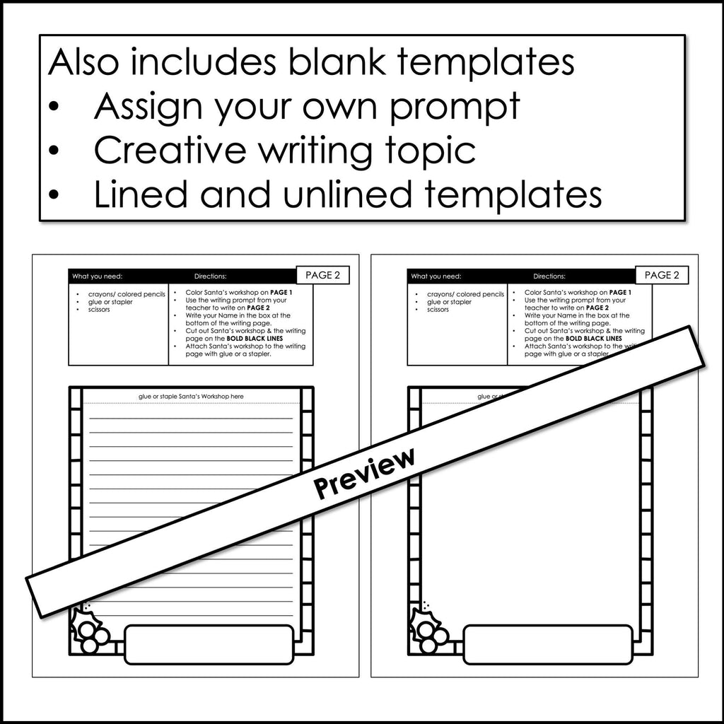 Christmas Descriptive Writing | Santa's Workshop Writing + Craft Templates ESL - Hot Chocolate Teachables