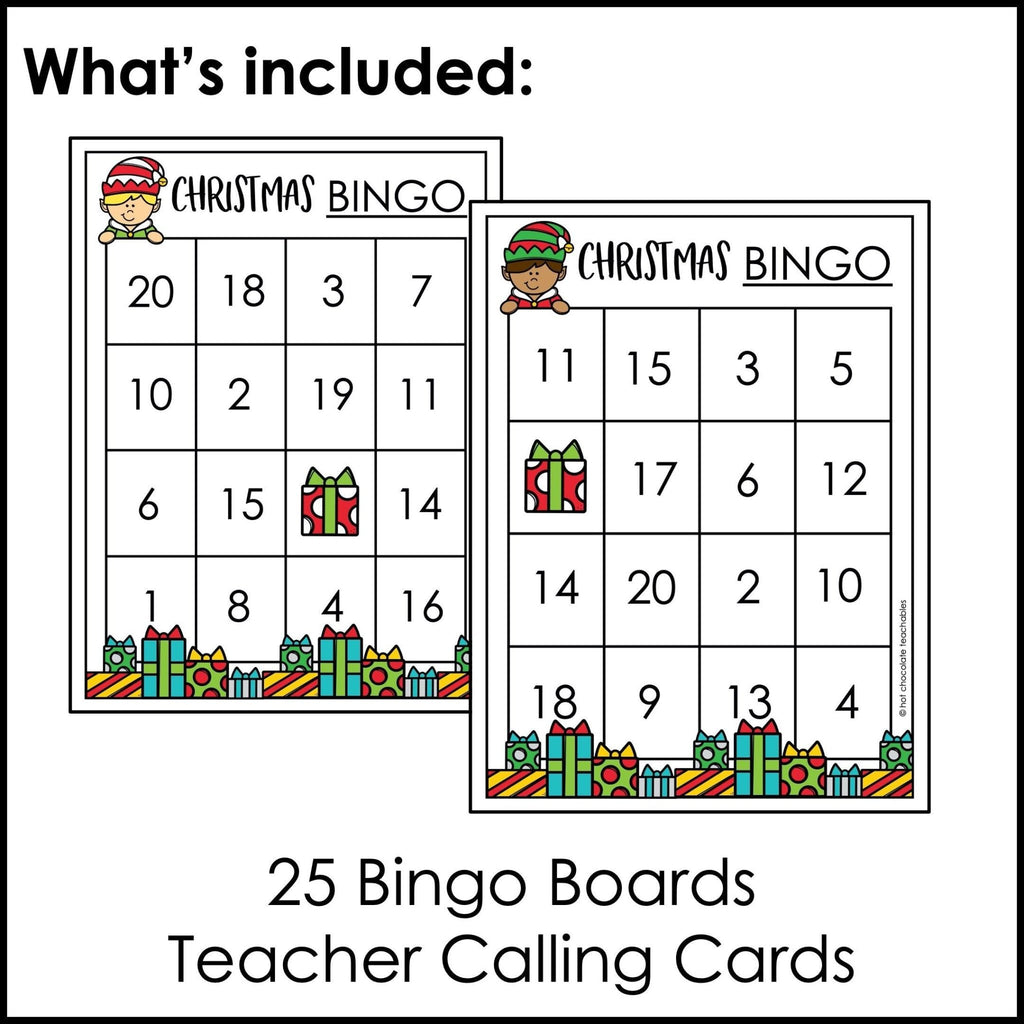 Christmas Number Bingo Game Cards - Hot Chocolate Teachables