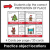 Christmas Prepositions of Location and Spatial Concepts Activity Cards - Hot Chocolate Teachables