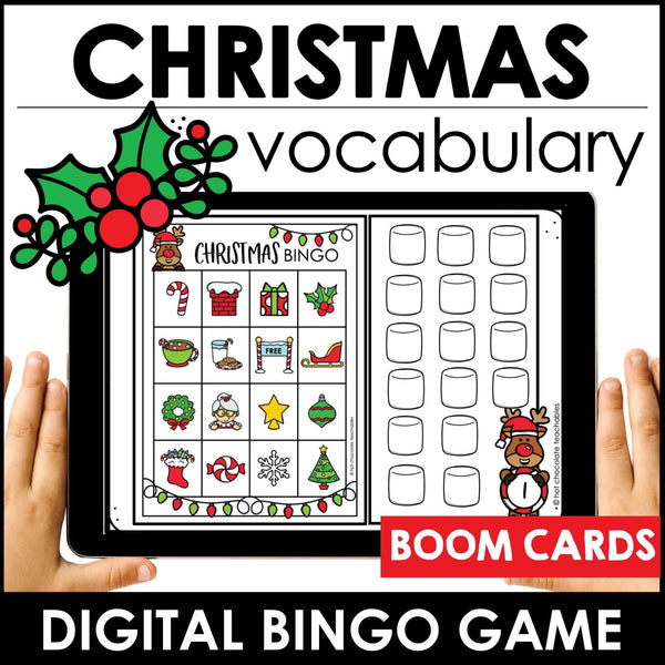 Christmas Vocabulary Bingo - Boom Cards - Hot Chocolate Teachables