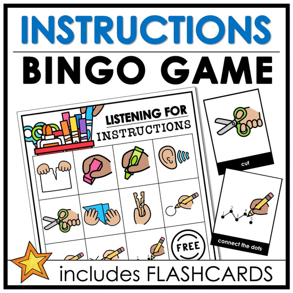 Classroom Instructions ESL Bingo Game for Newcomers + Vocabulary Flashcards - Hot Chocolate Teachables