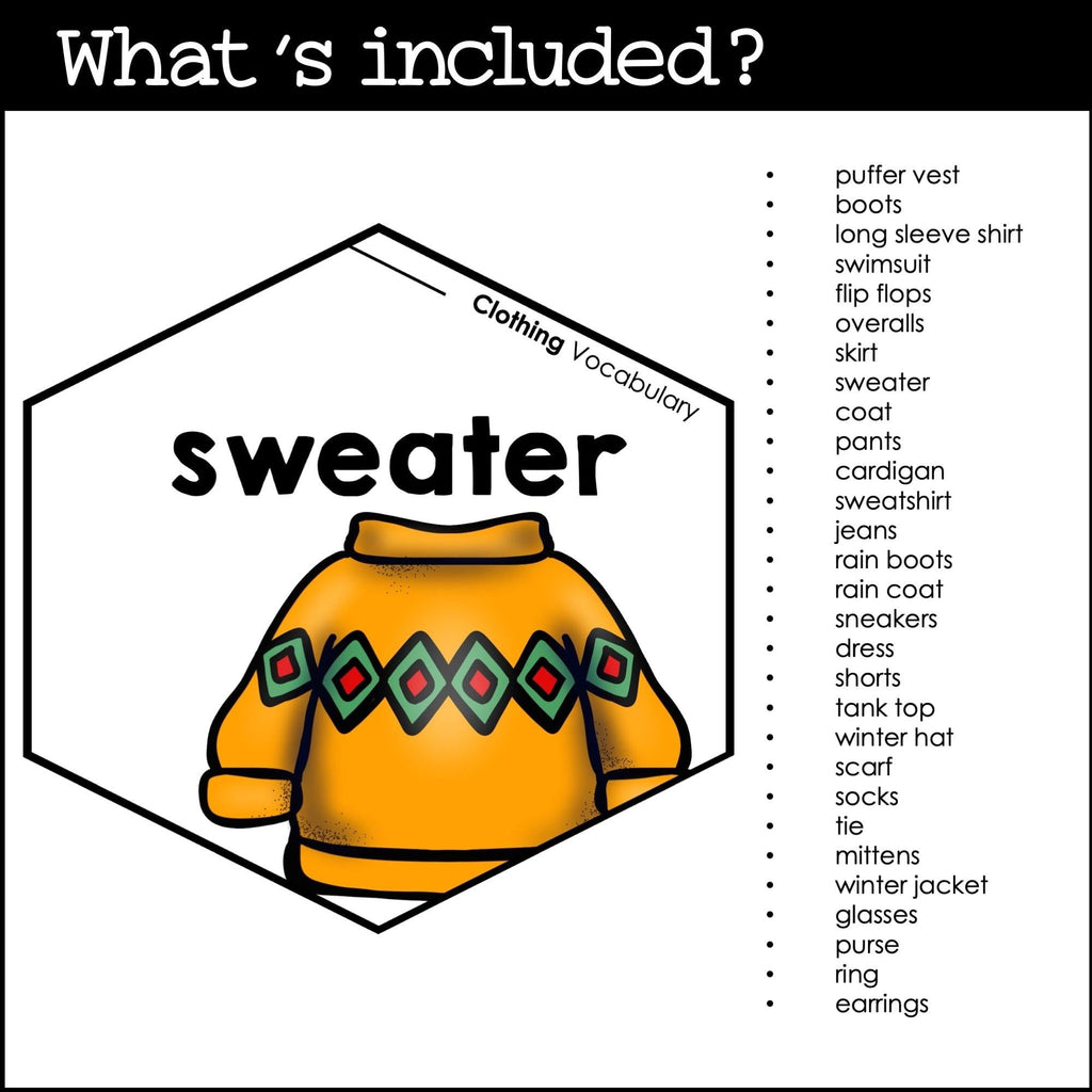 Clothing Vocabulary Posters | Word Wall | Classroom Bulletin Board - Hot Chocolate Teachables