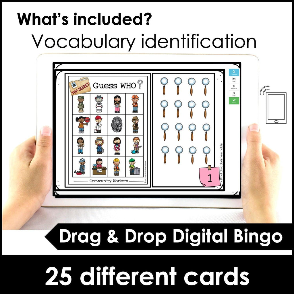 Community Helpers DIGITAL BINGO GAME - Jobs & Occupations BOOM CARDS™ - Hot Chocolate Teachables