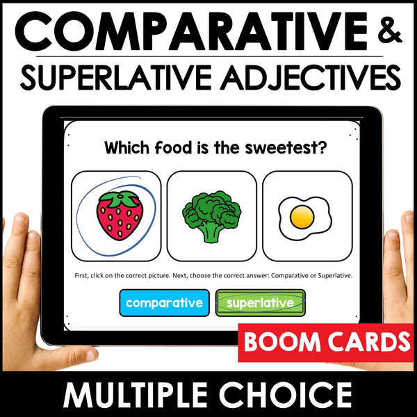 Comparative & Superlative Adjective BOOM CARDS™ – Digital Task Cards - Hot Chocolate Teachables