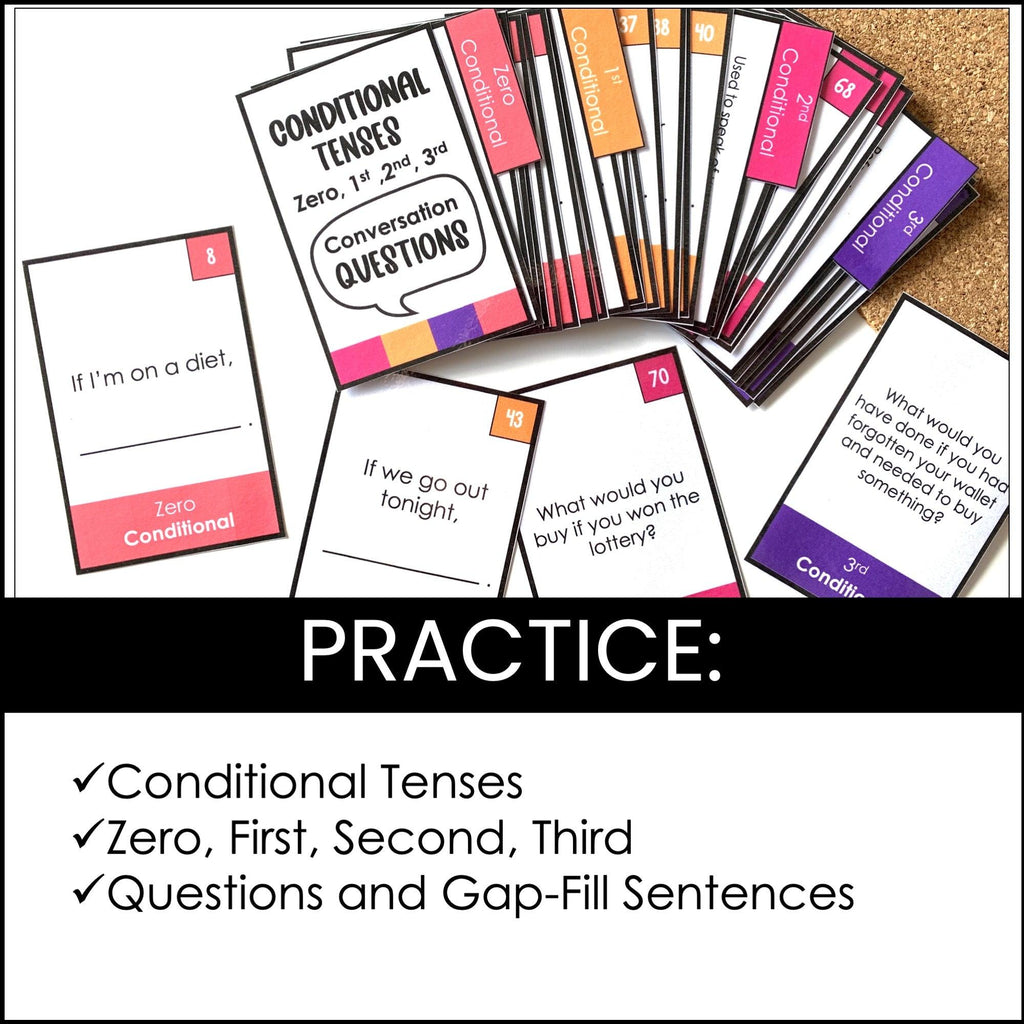 Conditional Tenses: Question Cards for Speaking Practice (Zero, 1st, 2nd, 3rd) - Hot Chocolate Teachables