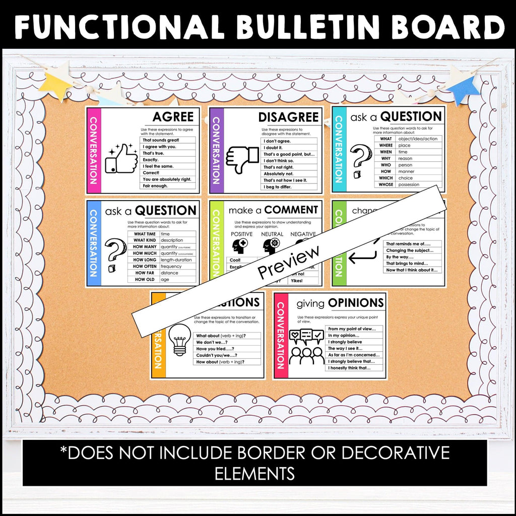 Conversation Posters - Functional Speech Bulletin Board for ELL EFL ESL - Hot Chocolate Teachables