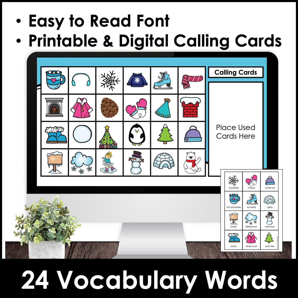 DIGITAL Winter Vocabulary Bingo Game for Google Slides™ - Hot Chocolate Teachables