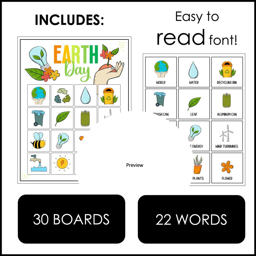 Earth Day Bingo Game | Vocabulary Activity for Earth Day - Hot Chocolate Teachables