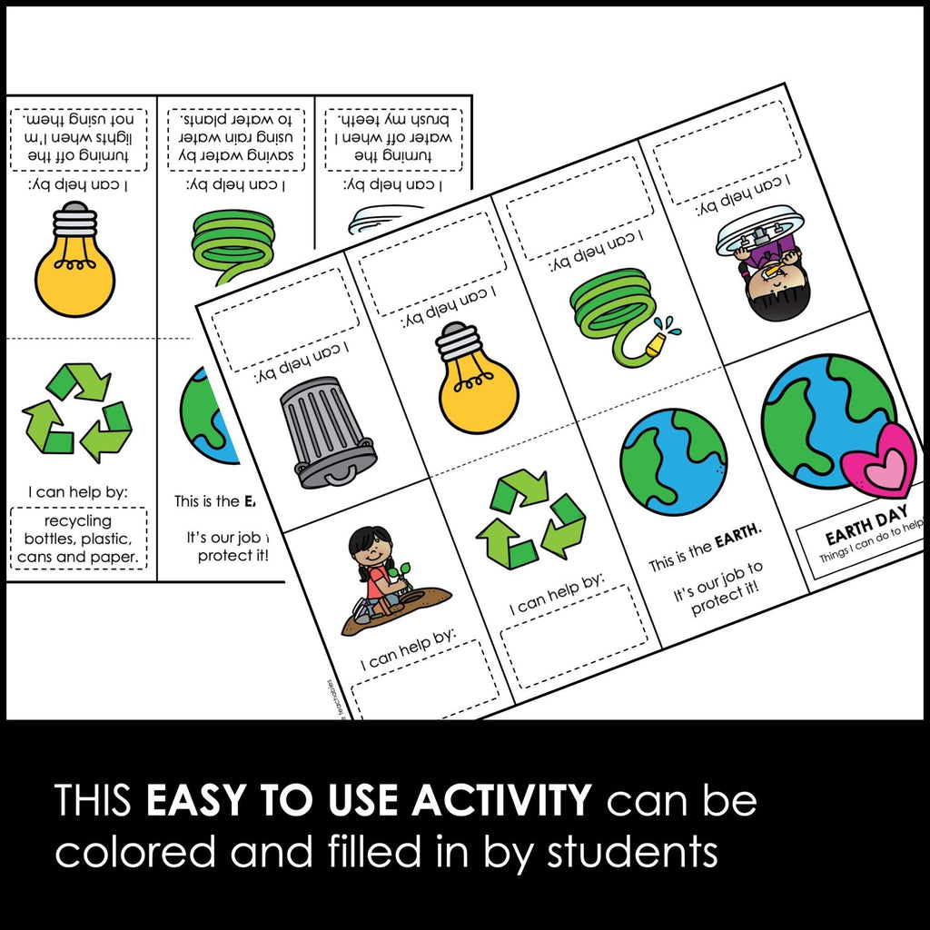 Earth Day Foldable Mini Book Template | ESL Simple Writing Activity - Hot Chocolate Teachables