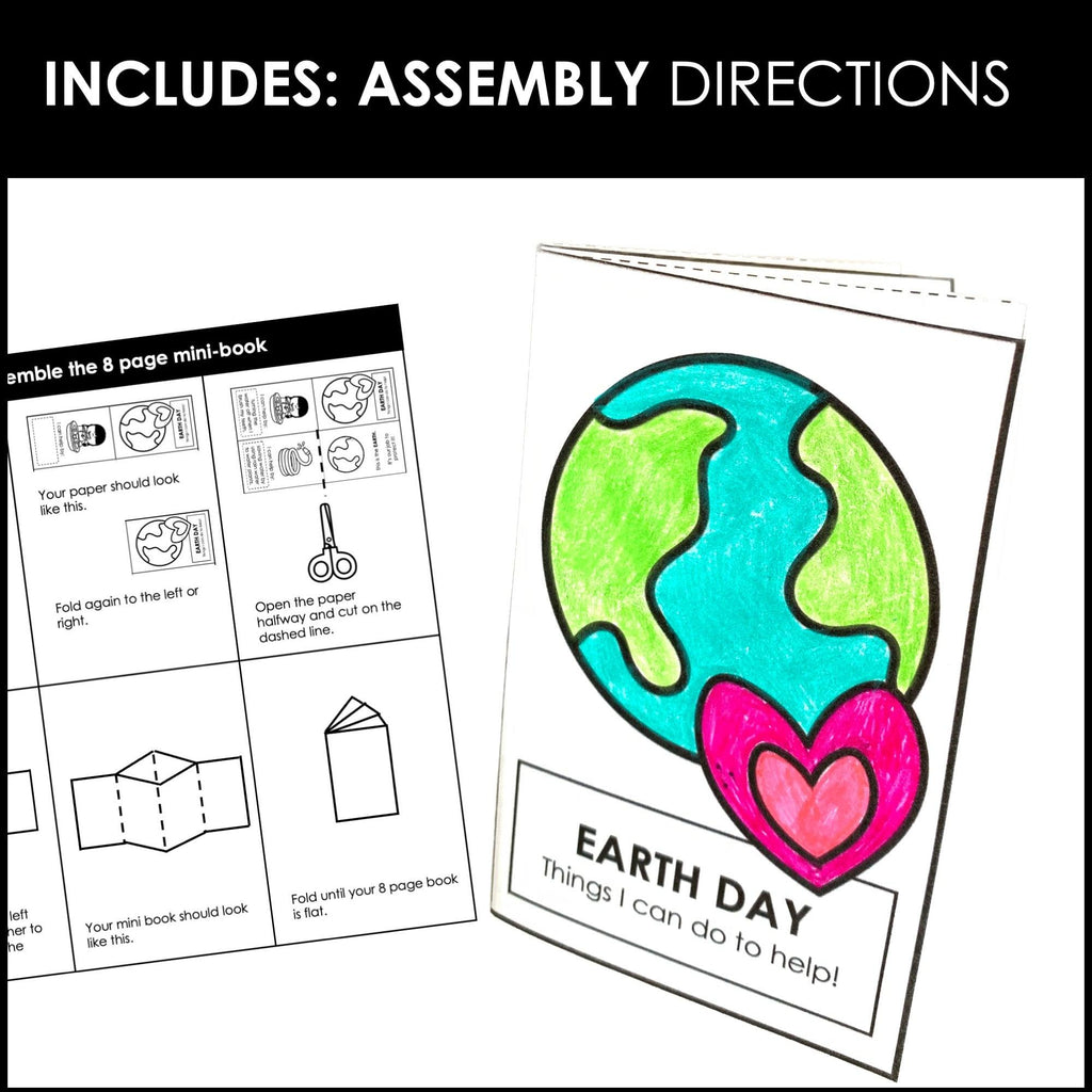 Earth Day Foldable Mini Book Template | ESL Simple Writing Activity - Hot Chocolate Teachables