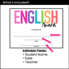 End of Year English Award Certificate Templates - Editable in PowerPoint - Hot Chocolate Teachables