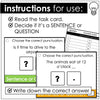 End Punctuation Task Cards - Sentences and Questions - ESL GRAMMAR TOOLBOX - Hot Chocolate Teachables