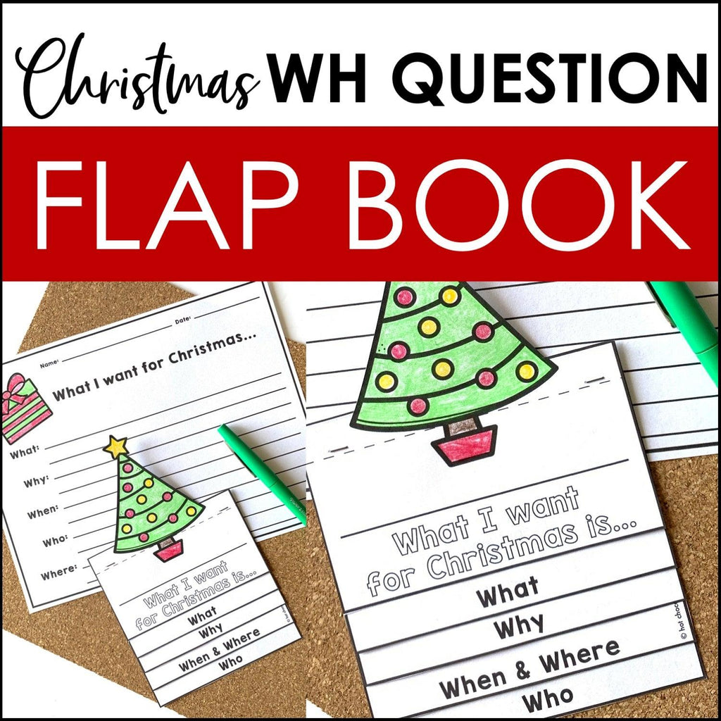 ESL Christmas Writing Activity | Wh question FLAP BOOK - Hot Chocolate Teachables