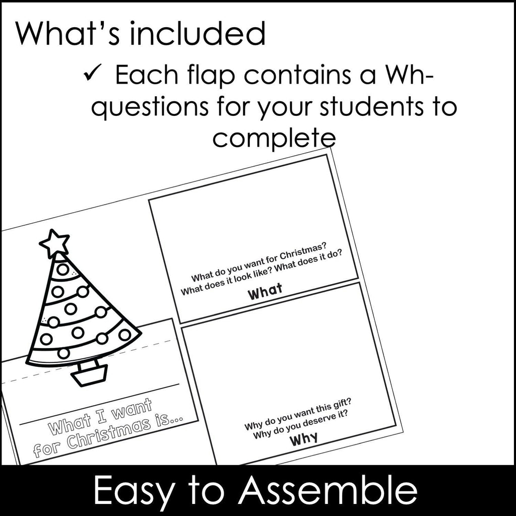 ESL Christmas Writing Activity | Wh question FLAP BOOK - Hot Chocolate Teachables