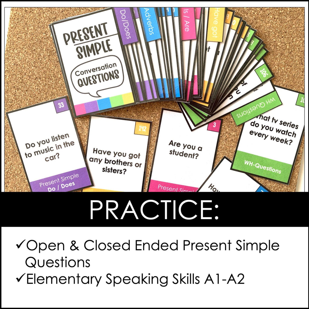 ESL Conversation Cards - Present Simple - Hot Chocolate Teachables