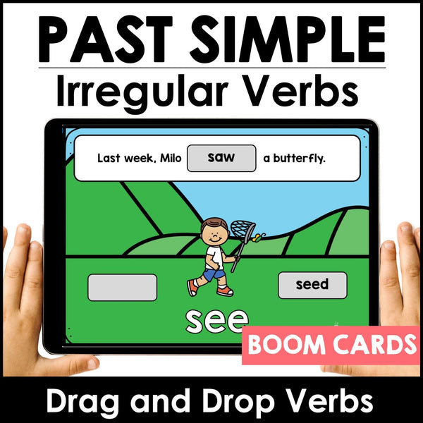 ESL Past Tense Irregular Verb Digital Task Cards: BOOM CARDS™ - Hot Chocolate Teachables