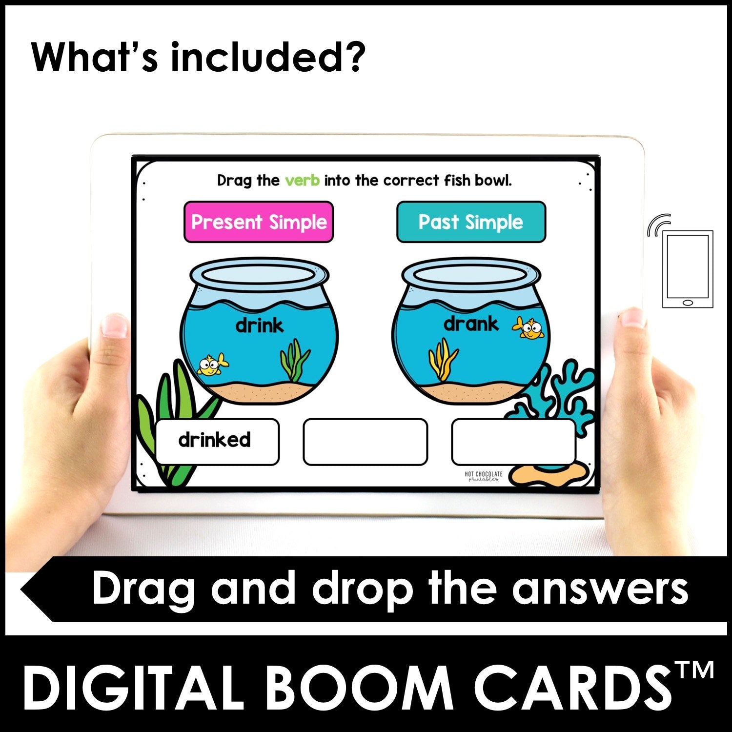 ESL Past Tense Regular & Irregular Verb Sort - BOOM CARDS™ - Hot Chocolate Teachables