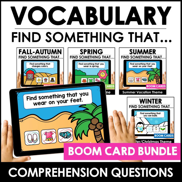 ESL Vocabulary BOOM CARD™ BUNDLE : Spring, Summer, Autumn, Winter - Hot Chocolate Teachables