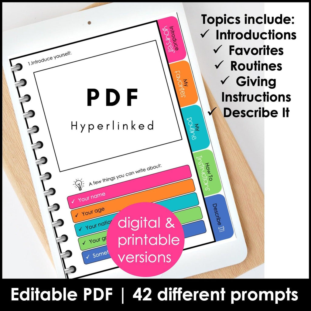 ESL Writing Prompts | Digital Google Slides™ & Editable / Printable PDF Journal - Hot Chocolate Teachables