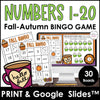 Fall / Autumn Number Bingo 1-20 | Number Sense | Digital and Print BUNDLE - Hot Chocolate Teachables