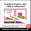 Fall / Autumn Vocabulary Flashcards : ESL task cards - Flash Cards - Hot Chocolate Teachables