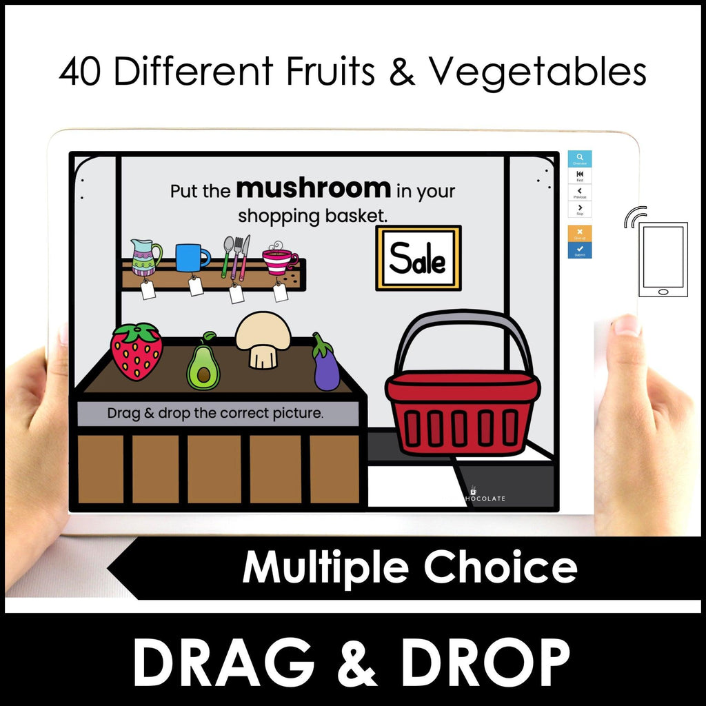 Fruit & Vegetable ELL / ESL Beginner Vocabulary Activity | Boom Cards - Hot Chocolate Teachables