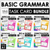 Grammar Task Card Bundle - Beginning Concepts for ESL EFL ELA - Hot Chocolate Teachables