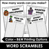 Halloween Word Scramble Freebie - Hot Chocolate Teachables