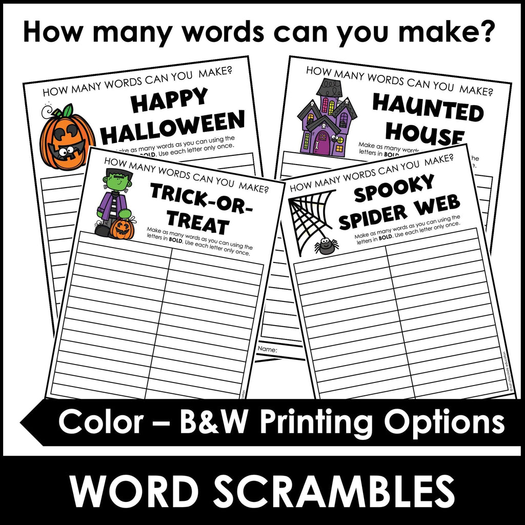 Halloween Word Scramble Freebie - Hot Chocolate Teachables