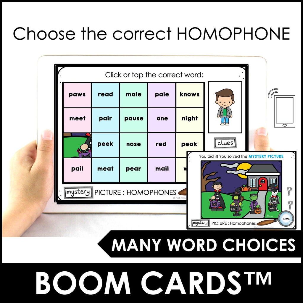 Homophone Vocabulary Boom Cards™ | Task Card Activity Set 2 - Hot Chocolate Teachables