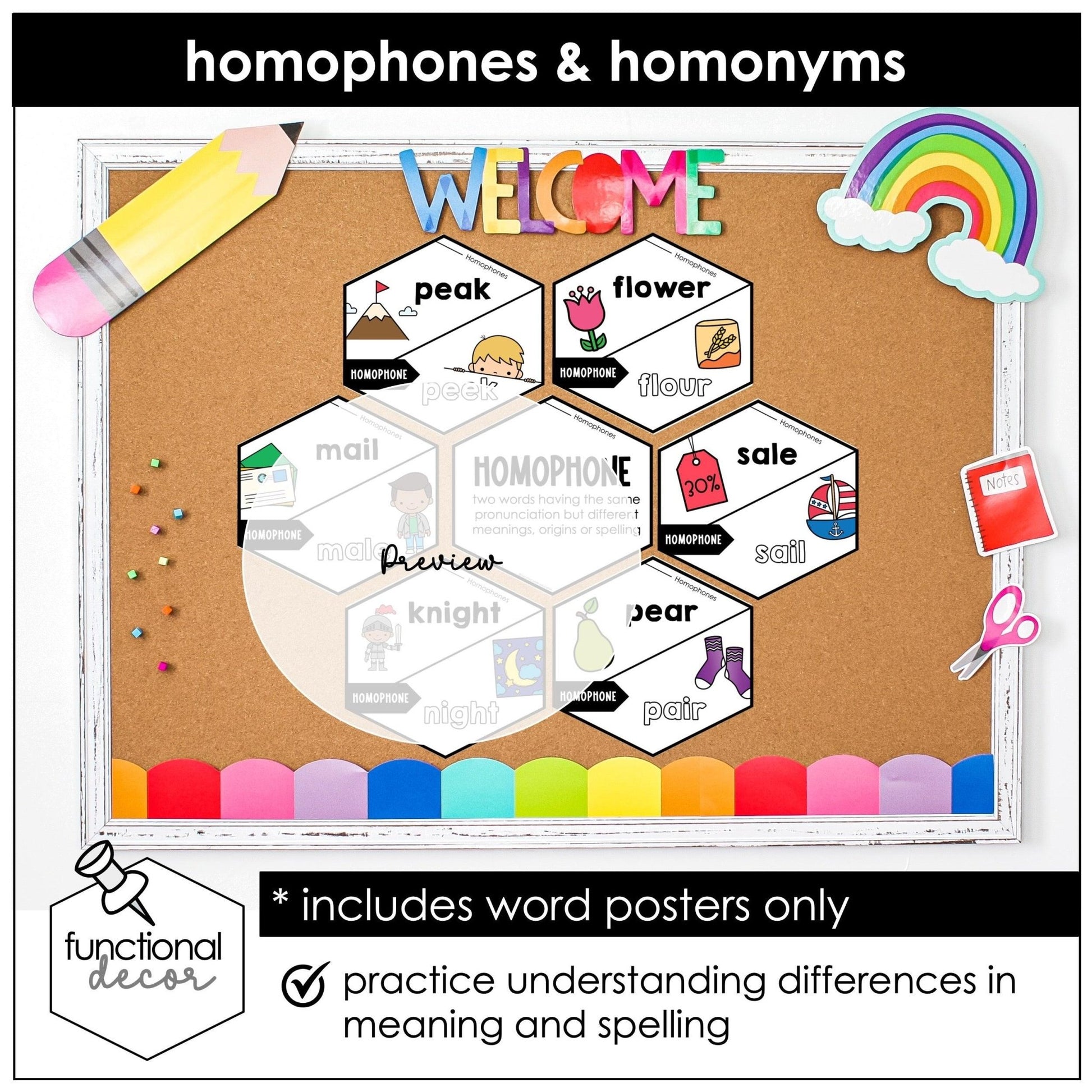 Homophones & Homonyms Posters | Vocabulary Word Meanings & Spelling - Hot Chocolate Teachables